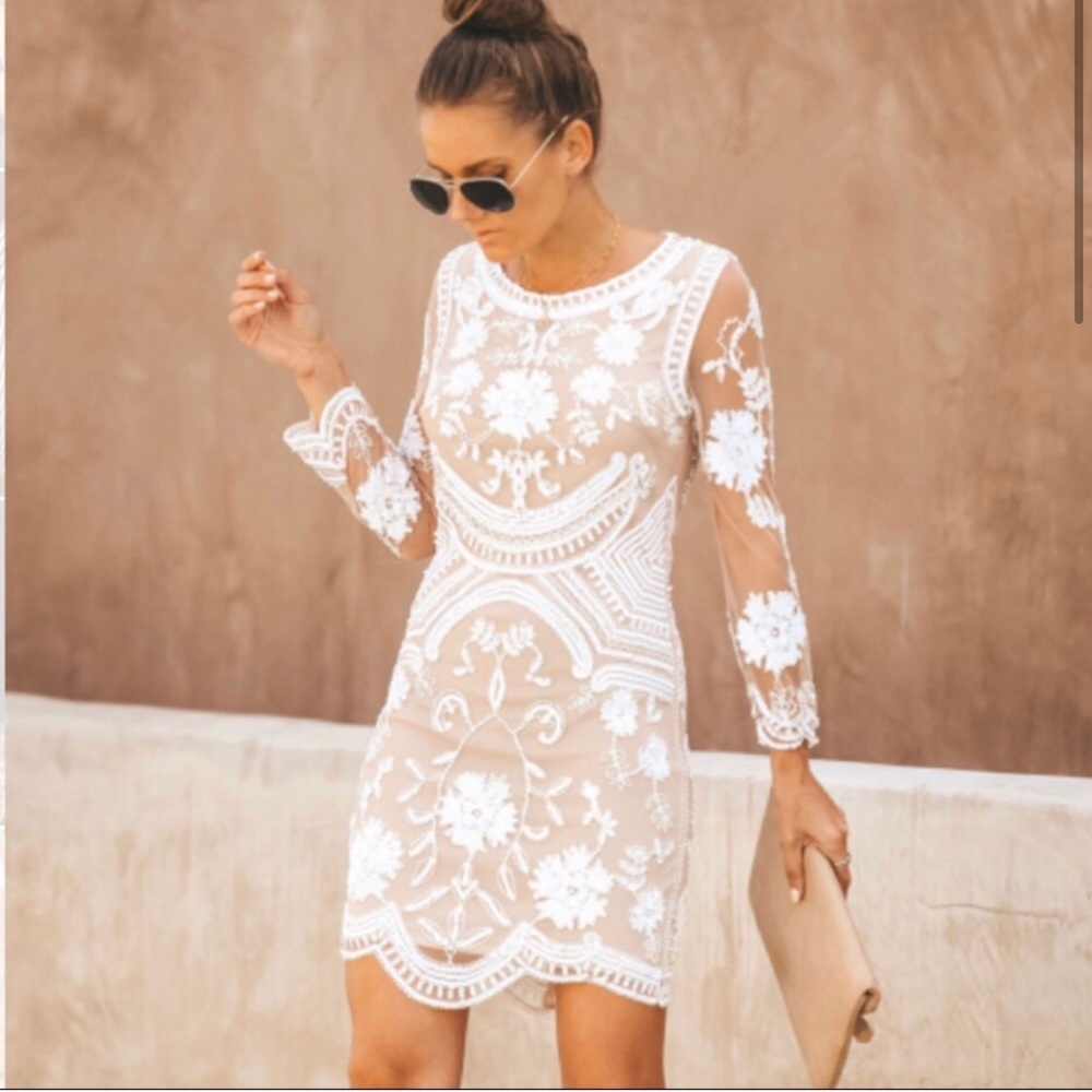VICI nuptials embellished lace dress